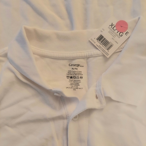 💥3/$25💥 NWT George Short Sleeve White Polo Shirt Top size XL - Picture 5 of 5